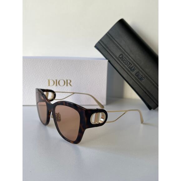 NEW Dior 30Montaigne B2U Brown Gold Cat Eye Sunglasses - Picture 5 of 9
